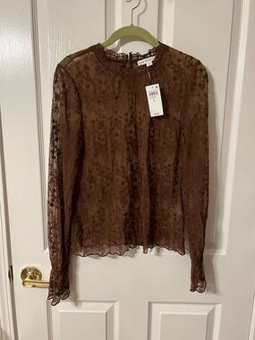 NWT And Now This Brown Lace Layering Top